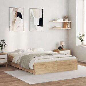 Bed Frame with Drawers without Mattress Sonoma Oak 150x200 cm King Size Vidaxl Bed Frame with Drawers without Mattress Sonoma Oak 150x200 cm King Size Vidaxl
