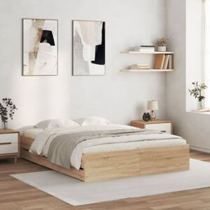 Bed Frame with Drawers without Mattress Sonoma Oak 140x200 cm Vidaxl Bed Frame with Drawers without Mattress Sonoma Oak 140x200 cm Vidaxl