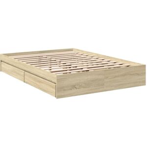 Bed Frame with Drawers without Mattress Sonoma Oak 135x190 cm Double Vidaxl Bed Frame with Drawers without Mattress Sonoma Oak 135x190 cm Double Vidaxl