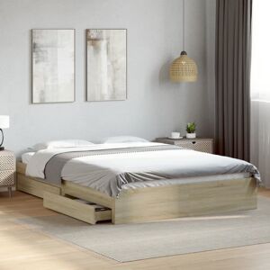 Bed Frame with Drawers without Mattress Sonoma Oak 150x200 cm King Size Vidaxl Bed Frame with Drawers without Mattress Sonoma Oak 150x200 cm King Size Vidaxl