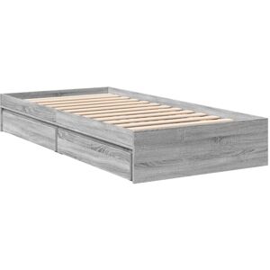 Bed Frame with Drawers without Mattress Grey Sonoma 100x200 cm Vidaxl Bed Frame with Drawers without Mattress Grey Sonoma 100x200 cm Vidaxl