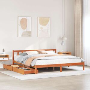 Bed Frame without Mattress Wax Brown 200x200 cm Solid Wood Pine vidaXL Bed Frame without Mattress Wax Brown 200x200 cm Solid Wood Pine vidaXL