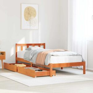 Bed Frame without Mattress Wax Brown 100x200 cm Solid Wood Pine vidaXL Bed Frame without Mattress Wax Brown 100x200 cm Solid Wood Pine vidaXL