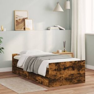 Bed Frame with Drawers without Mattress Smoked Oak 90x200 cm Vidaxl Bed Frame with Drawers without Mattress Smoked Oak 90x200 cm Vidaxl