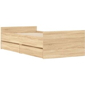 Bed Frame without Mattress Sonoma Oak 75x190 cm Small Single Small Single vidaXL Bed Frame without Mattress Sonoma Oak 75x190 cm Small Single Small Single vidaXL