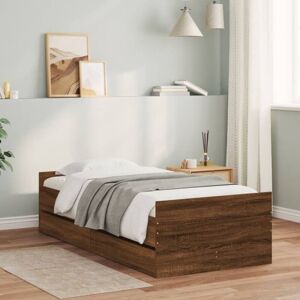 vidaXL Bed Frame with Drawers - Brown Oak - 75x190 cm - Bedstead vidaXL Bed Frame with Drawers - Brown Oak - 75x190 cm - Bedstead