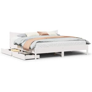 vidaXL White 180x200 cm Bed Frame with Drawers - Bed Type vidaXL White 180x200 cm Bed Frame with Drawers - Bed Type
