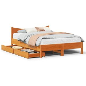 Bed Frame with Drawers Wax Brown 120x200 cm Solid Wood Pine vidaXL Bed Frame with Drawers Wax Brown 120x200 cm Solid Wood Pine vidaXL