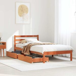 Bed Frame without Mattress Wax Brown 75x190 cm Small Single Solid Wood Pine vidaXL Bed Frame without Mattress Wax Brown 75x190 cm Small Single Solid Wood Pine vidaXL