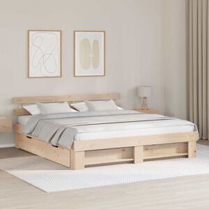 Bed Frame with Headboard Brown 180 x 200 cm Solid pine wood Vidaxl Bed Frame with Headboard Brown 180 x 200 cm Solid pine wood Vidaxl