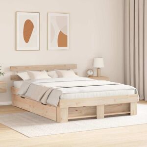 Bed Frame with Headboard Brown 140 x 200 cm Solid pine wood Vidaxl Bed Frame with Headboard Brown 140 x 200 cm Solid pine wood Vidaxl
