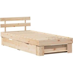 Bed Frame with Headboard Brown 80 x 200 cm Solid pine wood Vidaxl Bed Frame with Headboard Brown 80 x 200 cm Solid pine wood Vidaxl