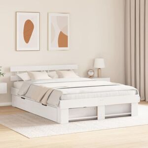 Bed Frame with Headboard White 150 x 200 cm Solid pine wood vidaXL Bed Frame with Headboard White 150 x 200 cm Solid pine wood vidaXL
