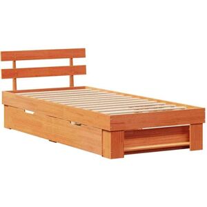 VidaXL Bed Frame 90x200cm Brown Pine Wood - Bed VidaXL Bed Frame 90x200cm Brown Pine Wood - Bed