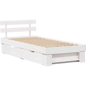 Vidaxl White Pine Wood Bed Frame - Storage & Minimalist Design Vidaxl White Pine Wood Bed Frame - Storage & Minimalist Design
