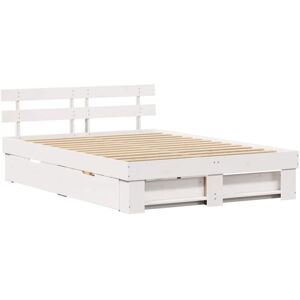 Vidaxl White Pine Wood Bed Frame 140x200 Cm - Bed Frame Vidaxl White Pine Wood Bed Frame 140x200 Cm - Bed Frame