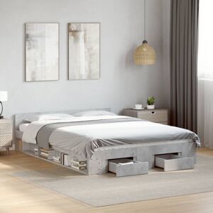 Bed Frame with Drawers without Mattress Concrete Grey 150x200 cm King Size Vidaxl Bed Frame with Drawers without Mattress Concrete Grey 150x200 cm King Size Vidaxl