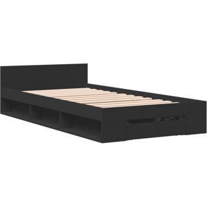 Bed Frame with Drawer without Mattress Black 75x190 cm Small Single Vidaxl Bed Frame with Drawer without Mattress Black 75x190 cm Small Single Vidaxl