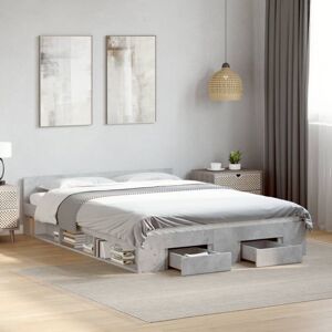Bed Frame with Drawers without Mattress Concrete Grey 120x190 cm Small Double Vidaxl Bed Frame with Drawers without Mattress Concrete Grey 120x190 cm Small Double Vidaxl