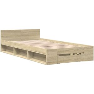 Bed Frame with Drawer without Mattress Sonoma Oak 100x200 cm Vidaxl Bed Frame with Drawer without Mattress Sonoma Oak 100x200 cm Vidaxl
