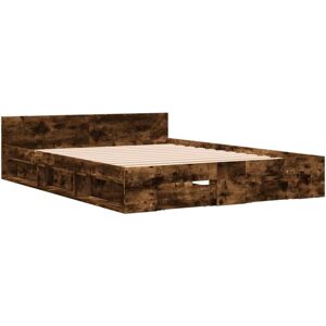 Bed Frame with Drawers without Mattress Smoked Oak 120x190 cm Small Double vidaXL Bed Frame with Drawers without Mattress Smoked Oak 120x190 cm Small Double vidaXL