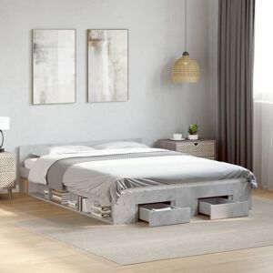 Bed Frame with Drawers without Mattress Concrete Grey 120x200 cm vidaXL Bed Frame with Drawers without Mattress Concrete Grey 120x200 cm vidaXL