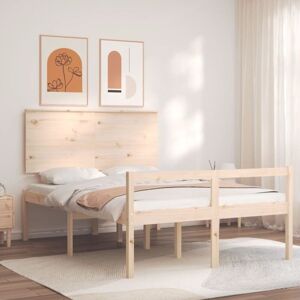 VidaXL Solid Pine Bed Frame with Headboard - Bed VidaXL Solid Pine Bed Frame with Headboard - Bed