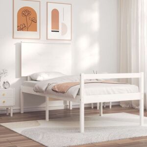 Senior Bed without Mattress White Single Solid Wood vidaXL Senior Bed without Mattress White Single Solid Wood vidaXL
