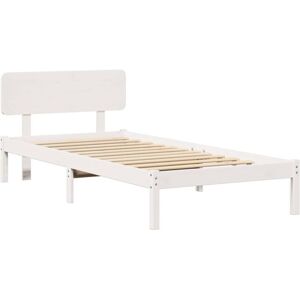 Bed Frame with Headboard White 100 x 200 cm Solid pine wood Vidaxl Bed Frame with Headboard White 100 x 200 cm Solid pine wood Vidaxl