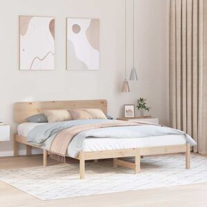 Bed Frame with Headboard Natural 140 x 200 cm Solid pine wood Vidaxl Bed Frame with Headboard Natural 140 x 200 cm Solid pine wood Vidaxl