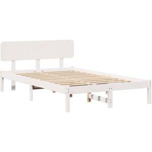 Bed Frame with Headboard White 140 x 190 cm Solid pine wood Vidaxl Bed Frame with Headboard White 140 x 190 cm Solid pine wood Vidaxl