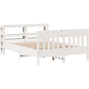 vidaXL Bed Frame with Headboard White 120x200 cm Solid Wood Pine - Bed Frame with Storage vidaXL Bed Frame with Headboard White 120x200 cm Solid Wood Pine - Bed Frame with Storage