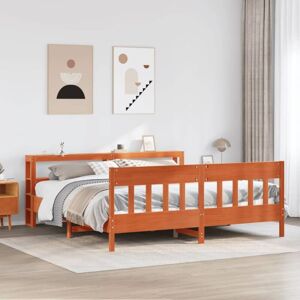 Bed Frame without Mattress Wax Brown 180x200 cm Super King Solid Wood Pine vidaXL Bed Frame without Mattress Wax Brown 180x200 cm Super King Solid Wood Pine vidaXL