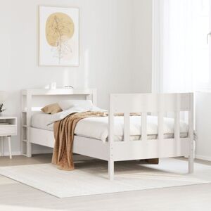 vidaXL Bed Frame with Headboard White 75x190 cm Small Single Solid Wood Pine - Bed Frame vidaXL Bed Frame with Headboard White 75x190 cm Small Single Solid Wood Pine - Bed Frame