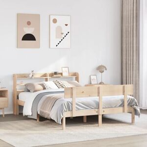 vidaXL Bed Frame with Headboard 140x200 cm Solid Wood Pine - Bed Frame vidaXL Bed Frame with Headboard 140x200 cm Solid Wood Pine - Bed Frame