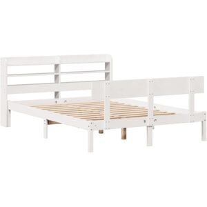 Vidaxl - Bed Frame without Mattress White 135x190 cm Double Solid Wood Pine Vidaxl - Bed Frame without Mattress White 135x190 cm Double Solid Wood Pine