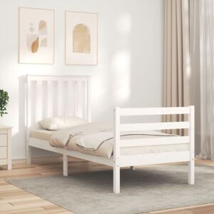Vidaxl - Bed Frame without Mattress White Small Single Solid Wood Vidaxl - Bed Frame without Mattress White Small Single Solid Wood
