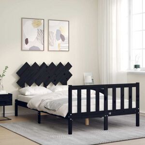 Bed Frame without Mattress Black Double Solid Wood Pine vidaXL Bed Frame without Mattress Black Double Solid Wood Pine vidaXL