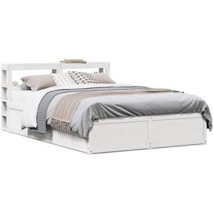 Bed Frame with Headboard White 140x190 cm Solid Wood Pine vidaXL Bed Frame with Headboard White 140x190 cm Solid Wood Pine vidaXL