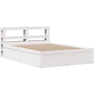 Vidaxl - Bed Frame with Headboard White 135x190 cm Double Solid Wood Pine Vidaxl - Bed Frame with Headboard White 135x190 cm Double Solid Wood Pine