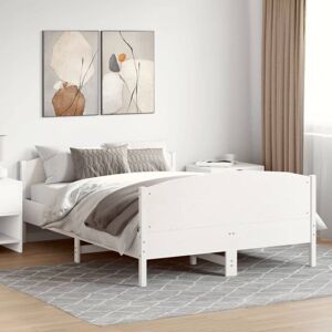 Vidaxl - Bed Frame without Mattress White 135x190 cm Double Solid Wood Pine Vidaxl - Bed Frame without Mattress White 135x190 cm Double Solid Wood Pine