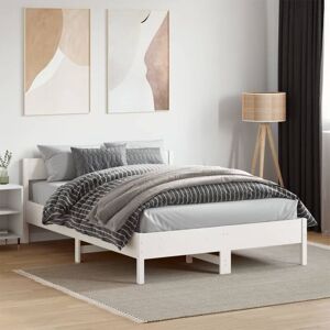 Bed Frame without Mattress White 135x190 cm Double Solid Wood Pine Vidaxl Bed Frame without Mattress White 135x190 cm Double Solid Wood Pine Vidaxl