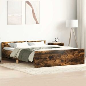 Bed Frame without Mattress Smoked Oak 135x190 cm Double Vidaxl Bed Frame without Mattress Smoked Oak 135x190 cm Double Vidaxl