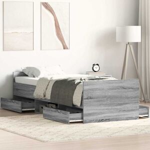 Bed Frame without Mattress Grey Sonoma 75x190 cm Small Single Vidaxl Bed Frame without Mattress Grey Sonoma 75x190 cm Small Single Vidaxl