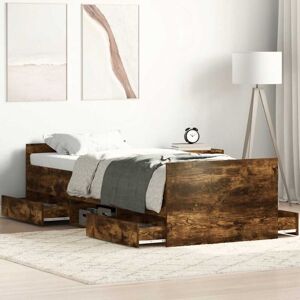 Bed Frame without Mattress Smoked Oak 90x200 cm Vidaxl Bed Frame without Mattress Smoked Oak 90x200 cm Vidaxl