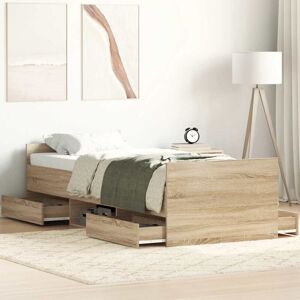 Bed Frame without Mattress Sonoma Oak 100x200 cm vidaXL Bed Frame without Mattress Sonoma Oak 100x200 cm vidaXL