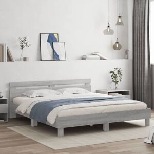 Bed Frame with led without Mattress Grey Sonoma 160x200 cm Vidaxl Bed Frame with led without Mattress Grey Sonoma 160x200 cm Vidaxl