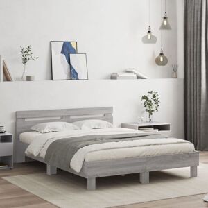 Bed Frame with led without Mattress Grey Sonoma 150x200 cm King Size Vidaxl Bed Frame with led without Mattress Grey Sonoma 150x200 cm King Size Vidaxl