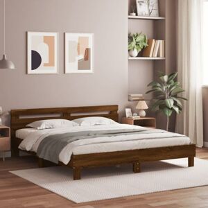 Bed Frame with led without Mattress Brown Oak 160x200 cm Vidaxl Bed Frame with led without Mattress Brown Oak 160x200 cm Vidaxl
