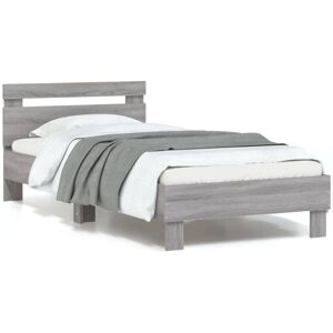 Bed Frame without Mattress with LED Lights Grey Sonoma 90x190 cm Single vidaXL Bed Frame without Mattress with LED Lights Grey Sonoma 90x190 cm Single vidaXL